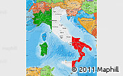 Flag Map of Italy, political shades outside