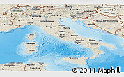 Shaded Relief Panoramic Map of Italy