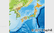 Political 3D Map of Japan, physical outside