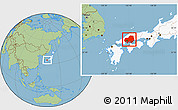 Savanna Style Location Map of Hiroshima, highlighted country