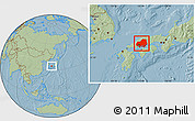 Savanna Style Location Map of Hiroshima, hill shading