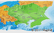 Political Shades Panoramic Map of Kanto