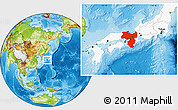 Physical Location Map of Kinki, highlighted country