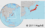 Gray Location Map of Japan