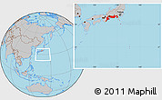 Gray Location Map of Tokai