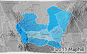 Political Shades 3D Map of NYERI, desaturated