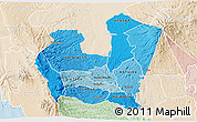 Political Shades 3D Map of NYERI, lighten