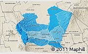 Political Shades 3D Map of NYERI, shaded relief outside