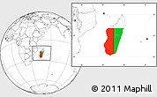 Flag Location Map of Madagascar, blank outside