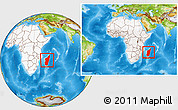 Physical Location Map of Madagascar, highlighted continent, within the entire continent