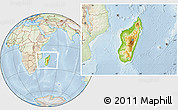 Physical Location Map of Madagascar, lighten