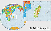 Physical Location Map of Madagascar, political outside