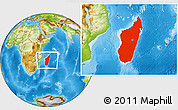 Physical Location Map of Madagascar