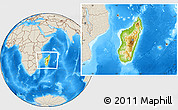 Physical Location Map of Madagascar, shaded relief outside