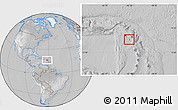 Satellite Location Map of Montserrat, lighten, desaturated