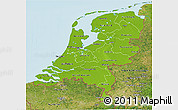 Physical 3D Map of Netherlands, satellite outside, shaded relief sea