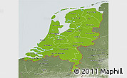 Physical 3D Map of Netherlands, semi-desaturated