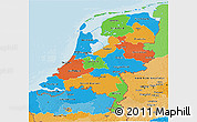 Political 3D Map of Netherlands