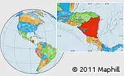 Political Location Map of Nicaragua