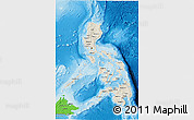 Shaded Relief 3D Map of Philippines, political shades outside, shaded relief sea