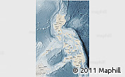 Shaded Relief 3D Map of Philippines, semi-desaturated