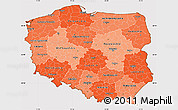 Political Shades Simple Map of Poland, cropped outside