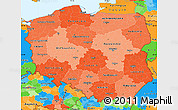 Political Shades Simple Map of Poland, political outside