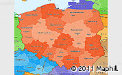 Political Shades Simple Map of Poland