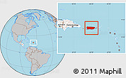 Gray Location Map of Puerto Rico, highlighted continent