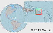 Gray Location Map of Puerto Rico, hill shading outside