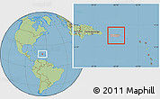 Gray Location Map of Puerto Rico, savanna style outside