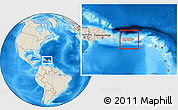 Gray Location Map of Puerto Rico, shaded relief outside