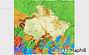 Physical 3D Map of Kosovo, political outside