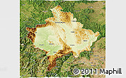 Physical 3D Map of Kosovo, satellite outside