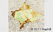 Physical 3D Map of Kosovo, shaded relief outside