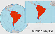 Gray Location Map of South America