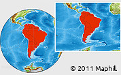 Physical Location Map of South America