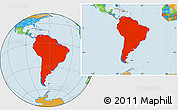 Political Location Map of South America