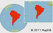 Savanna Style Location Map of South America