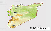 Physical 3D Map of Syria, cropped outside