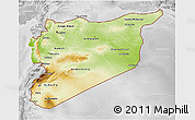 Physical 3D Map of Syria, lighten, desaturated