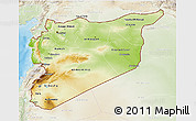 Physical 3D Map of Syria, lighten, land only