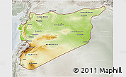 Physical 3D Map of Syria, lighten, semi-desaturated