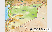 Physical 3D Map of Syria, satellite outside, shaded relief sea