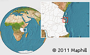 Satellite Location Map of Dar-Es-Salaam, highlighted country