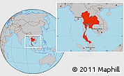 Gray Location Map of Thailand