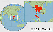 Savanna Style Location Map of Thailand