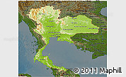 Physical Panoramic Map of Thailand, darken