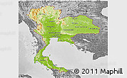 Physical Panoramic Map of Thailand, desaturated