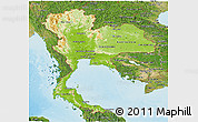 Physical Panoramic Map of Thailand, satellite outside, shaded relief sea